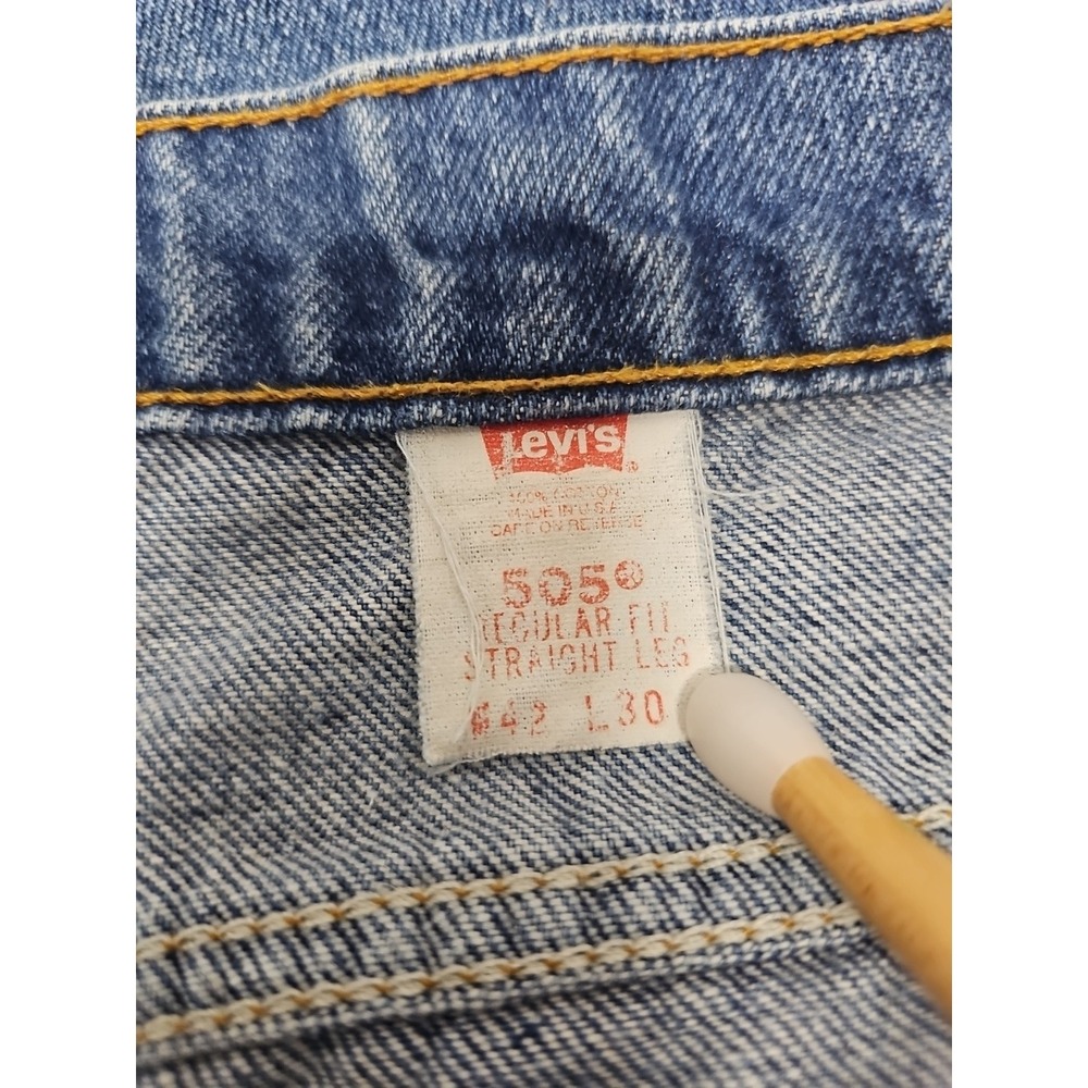 Vintage Levi's Mens 90s 505 Blue Denim Jeans USA Orange Tab Straight Leg 42x30 - Picture 16 of 16